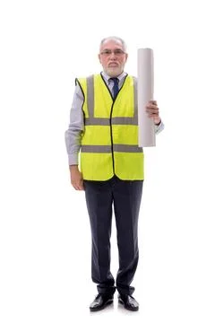 Old foreman isolated on white Stock Photos