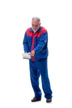 Old foreman isolated on white Stock Photos