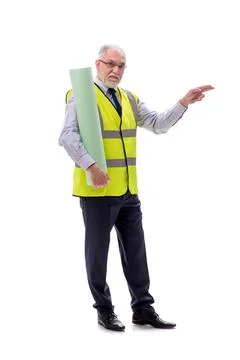 Old foreman isolated on white Stock Photos