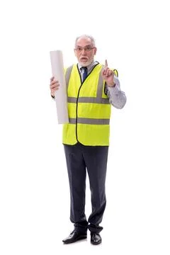 Old foreman isolated on white Stock Photos