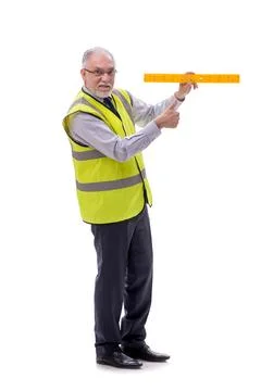 Old foreman isolated on white Stock Photos