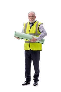 Old foreman isolated on white Stock Photos