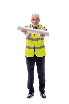 Old foreman isolated on white Stock Photos