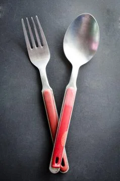 Old fork and spoon Stock Photos