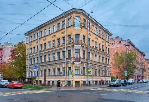 The old former profitable house, built in 1866 on 3rd Sovetskaya Street, ar.. Stock Photos