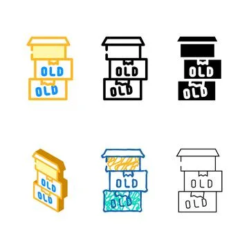 Old forms things in box color icon vector イラスト素材