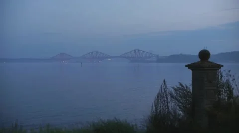 The old Forth Bridge in the evening Stock Footage 56911290