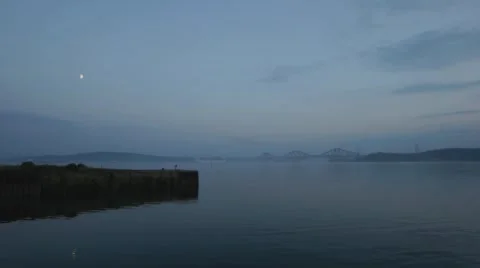 The old Forth Bridge in the evening 스톡 동영상 56911569