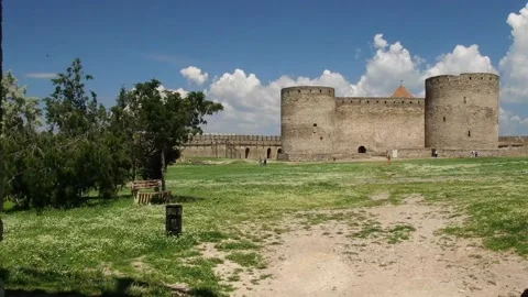 Old fortress Flight through the gate Stock Footage 192399951