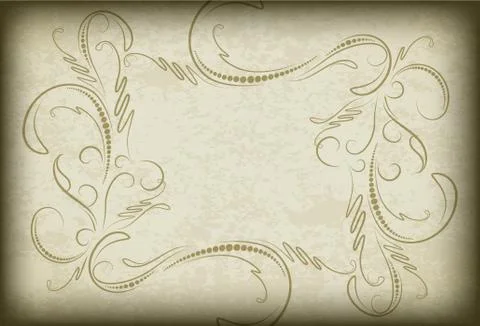 Old frame on aged paper with dark edges and a blank space for text. Retro vin Stock Illustration