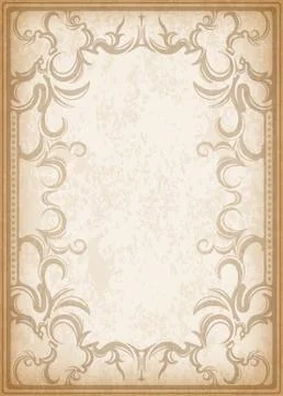 Old frame on aged paper with dark edges and a blank space for text. Retro vin Illustrazione stock