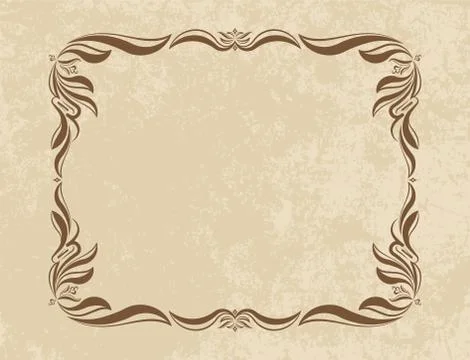 Old frame on aged paper with empty space for text. Retro vintage greeting c.. Stock Illustration