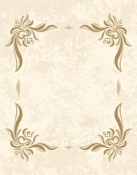 Old frame on aged paper with empty space for text. Retro vintage greeting c.. Stock Illustration