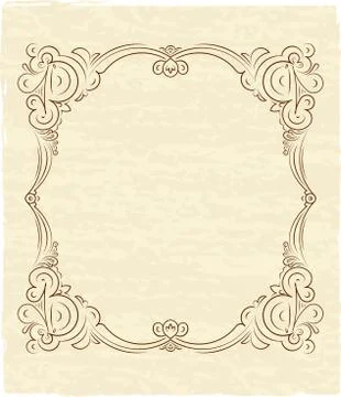 Old frame on aged paper with empty space for text. Retro vintage greeting c.. Ilustración de archivo