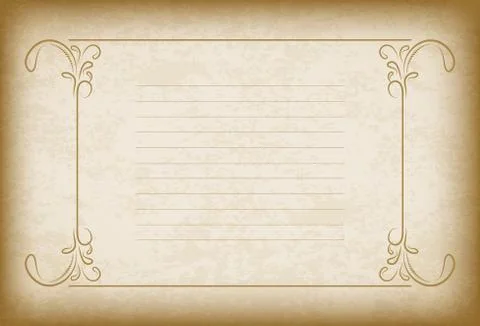 Old frame with the blacked out edges and a blank lined space for text. Retro  Stock Illustration