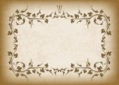 Old frame with crown on grunge style background with blank space for text. Re Stock Illustration