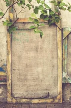 Old frame. Rural background. Rustic. Stock Photos