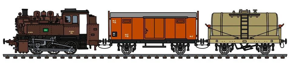The old freight steam train Stock Illustration