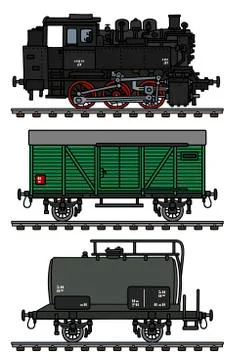 The old freight steam train Stock Illustration