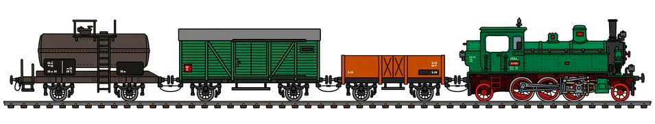 The old freight steam train Stock Illustration