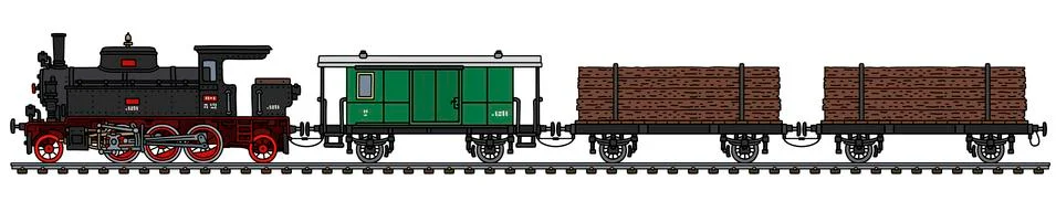 The old freight steam train Stock Illustration
