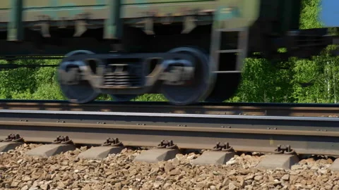 Old freight train rides on railways Video stock 134200796