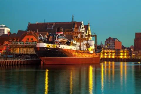 Old freighter at night Stock Photos