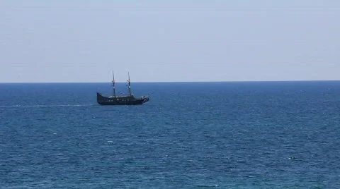 Old frigate Stock Footage 772339