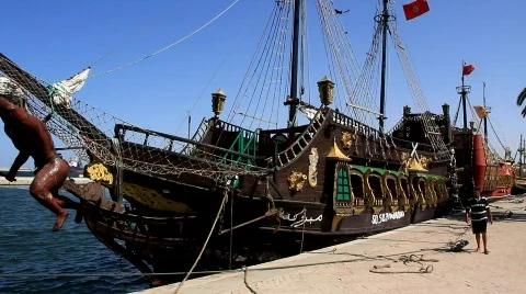 Old frigate Stock Footage 772423