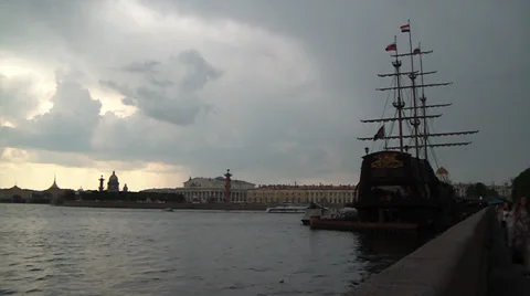 Old frigate Stock Footage 38707474
