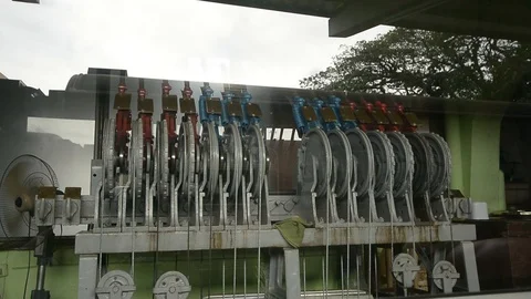 Old functioning Train Station machinery 스톡 동영상 104038750