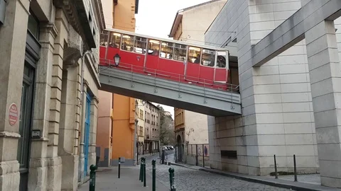 Old Funiculars Of Lyon Going Up Stock-Footage 72943939