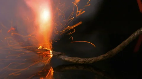 Old fuse is lit with a match Stock Footage 68008637