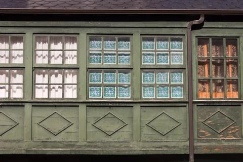 Old gallery windows. Stock Photos