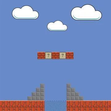 Old Game Background. Classic Retro Arcade Design with Red Brick. Video-Game Illustrazione stock