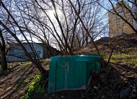 Old garage in the spring Stock Photos