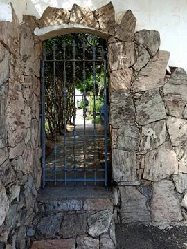 Old garden gate with lots of rust Stock Photos