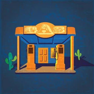Old gas stations Stock Illustration