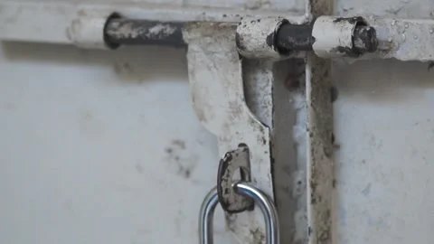Old Gate Lock In A Prison Stock Footage 313222665