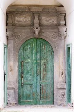 Old gate with paint peeling off, pattern Stock Photos