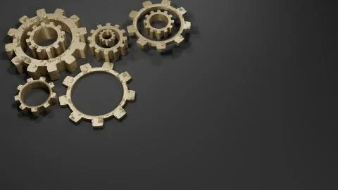 Old gear on a gray background 3D render Stock Illustration