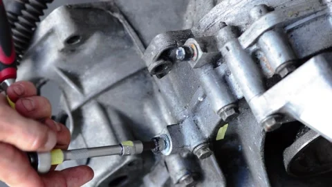 Old gear shift box from a front-wheel drive car Stock-Footage 336732851