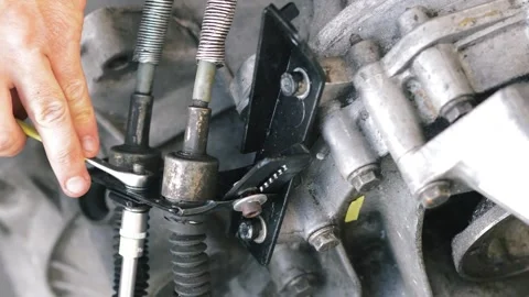 Old gear shift box from a front-wheel drive car Stock-Footage 336732878