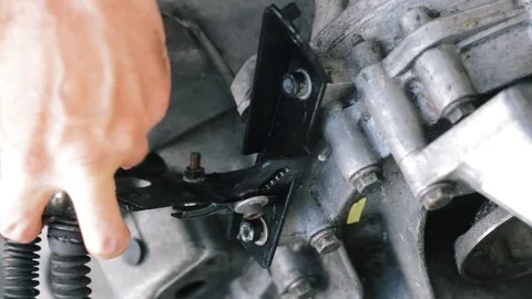 Old gear shift box from a front-wheel drive car Stock Footage 336732879