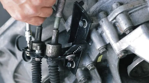Old gear shift box from a front-wheel drive car Stock-Footage 336732887