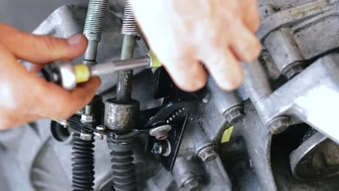 Old gear shift box from a front-wheel drive car Video stock 336732895
