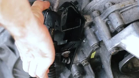 Old gear shift box from a front-wheel drive car Stock-Footage 336732904