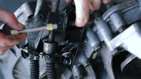 Old gear shift box from a front-wheel drive car Video stock 336732911