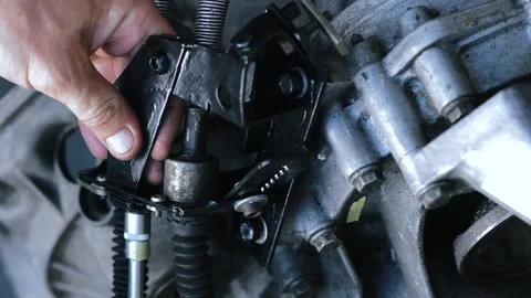 Old gear shift box from a front-wheel drive car Stock-Footage 336732921