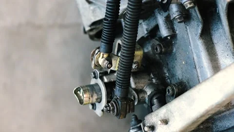 Old gear shift box from a front-wheel drive car Stock Footage 336732952